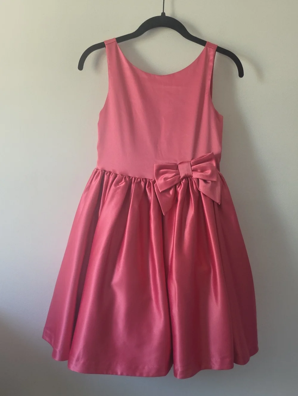 Janie And Jack Special Occasion Pink Satin Oversized Bow Dress Girls Sz 10